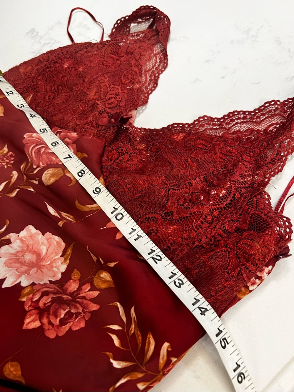 Francesca's Rose Red Floral Slip with Lace Detail - Picture 10 of 13
